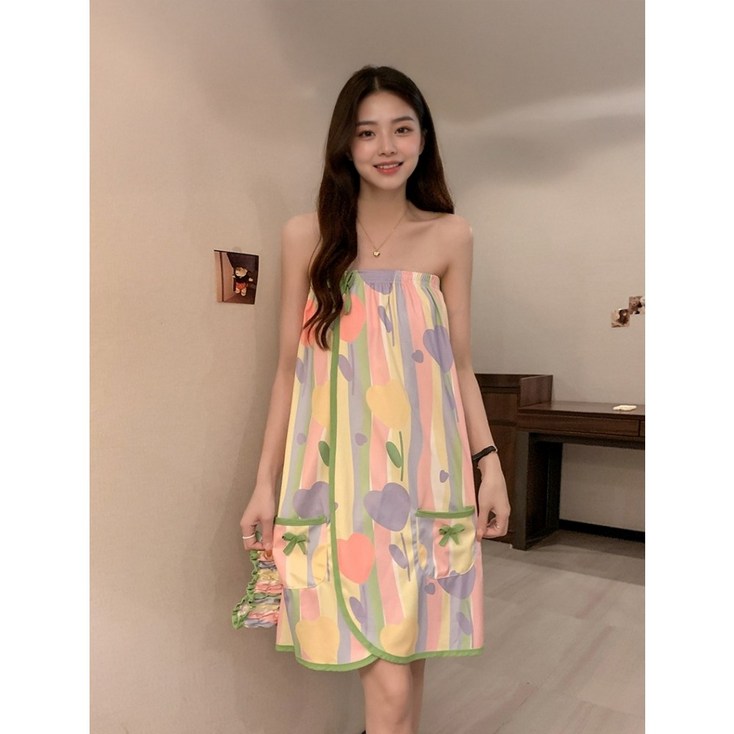 베코니아 여성용 골프가운 입고 벗기 편한 프리미엄 샤워 가운