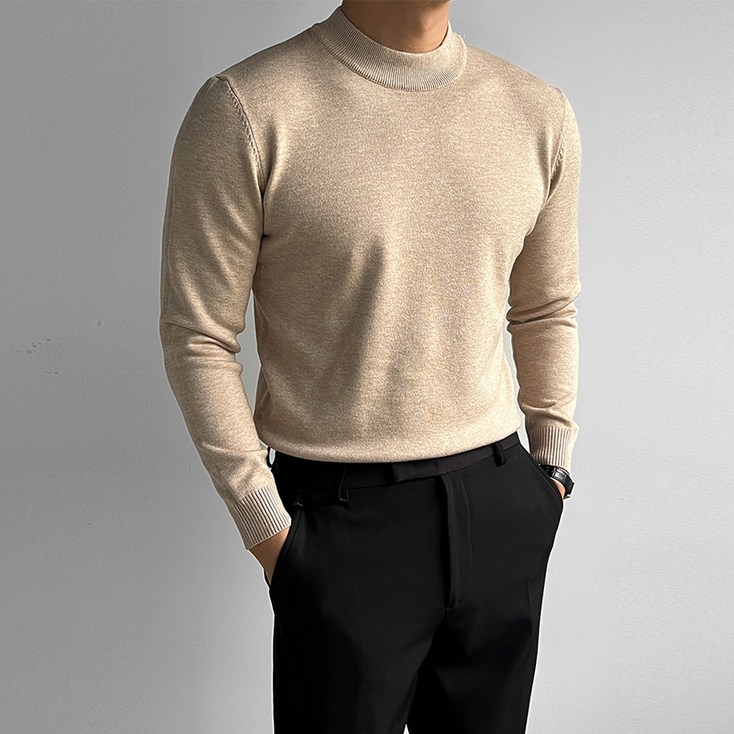 로니제이 남자 부드러운 이너티 반목 반폴라 니트