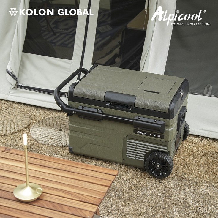 코오롱 공식판매 알피쿨 정품 캠핑 차량용 냉장고 XPRO시리즈 X시리즈 블루투스 이동식 낚시 화물, 37L, 올리브
