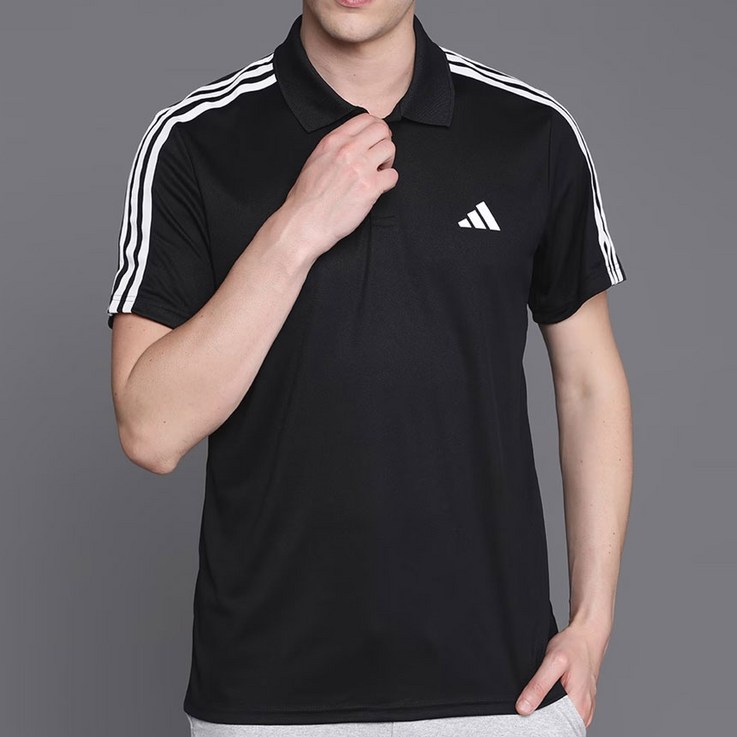 아디다스 반팔 카라티 남자 검정색 PK 카라티셔츠 여름 기본 스포츠 상의 클래식 피케 셔츠