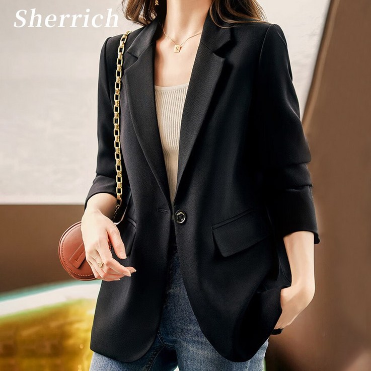 Sherrich 여성정장자켓 캐주얼 여성자켓 소매 심플 봄가을 Sherrich 여성정장자켓 캐주얼 여성자켓 소매 심플 봄가을