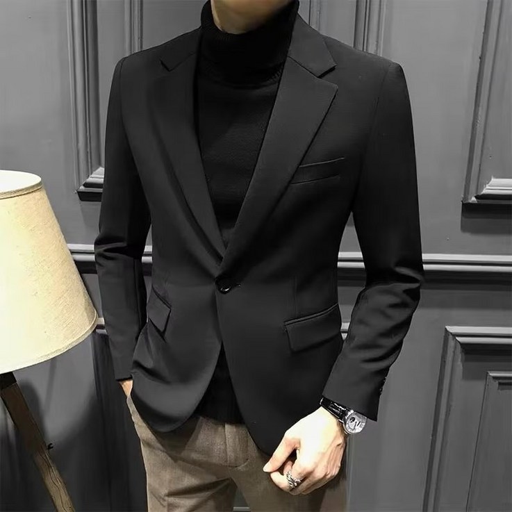 인어미남 남자 가을 오버핏 싱글 버튼 캐주얼  정장 재킷 데일리 정장 상의