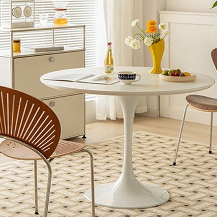 로얄다이아 카페 라운드 테이블 원형 탁자 식탁 타원형 홈카페 티테이블, 1000 화이트 - 라운드 테이블