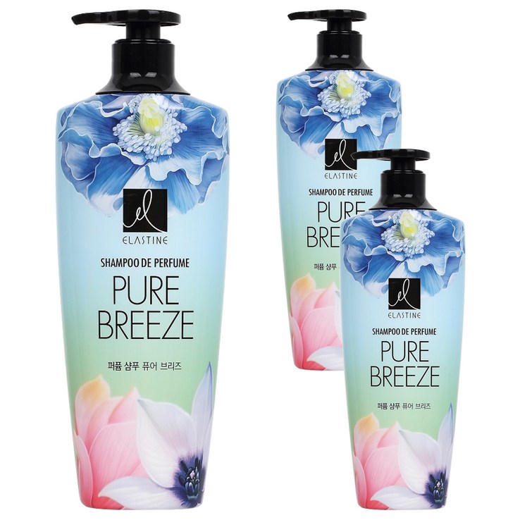 엘라스틴 퍼퓸 퓨어브리즈 샴푸, 600ml, 3개