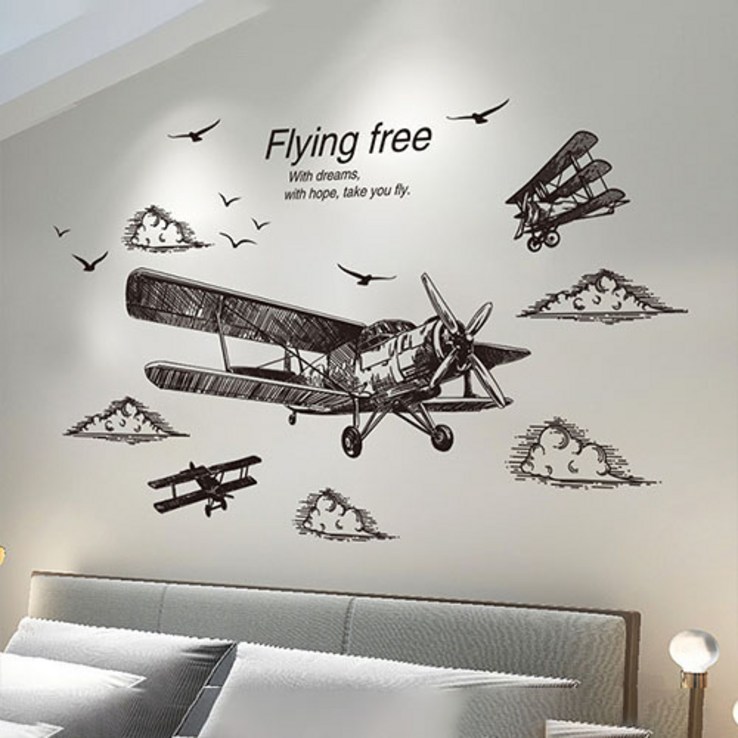 감각을 깨우는 벽 스티커 스케치비행기, 혼합색상