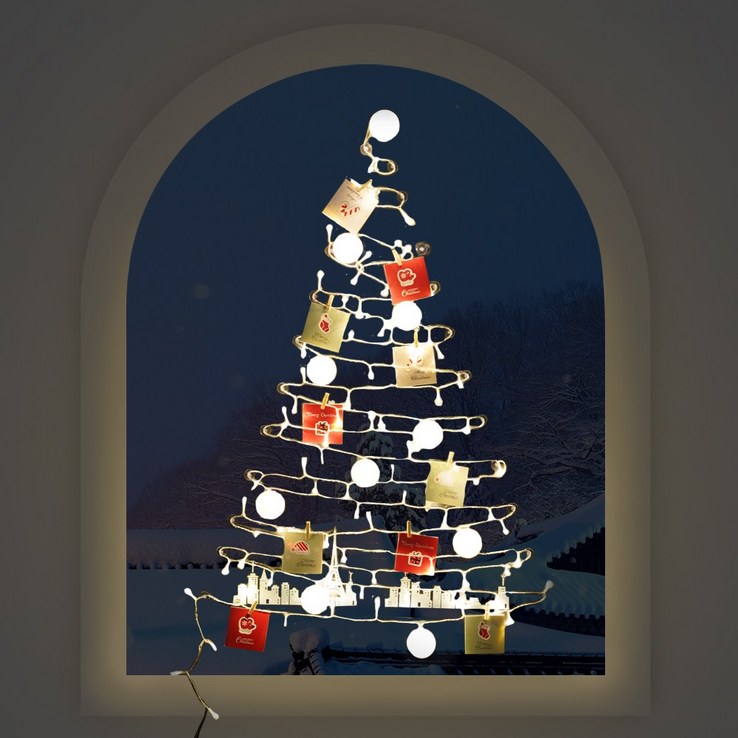 홈트너 크리스마스 장식 LED 트리 전구 행잉 겨울감성 리모컨 창문 붙이는 벽트리 풀세트 - 쇼핑앤샵