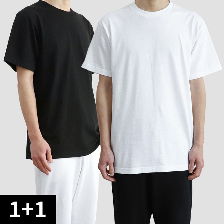 더베이직샵 남녀공용 코마사 20수 순면 2장세트 기본 스탠다드 라운드 반팔 티셔츠 더베이직샵 남녀공용 코마사 20수 순면 2장세트 기본 스탠다드 라운드 반팔 티셔츠