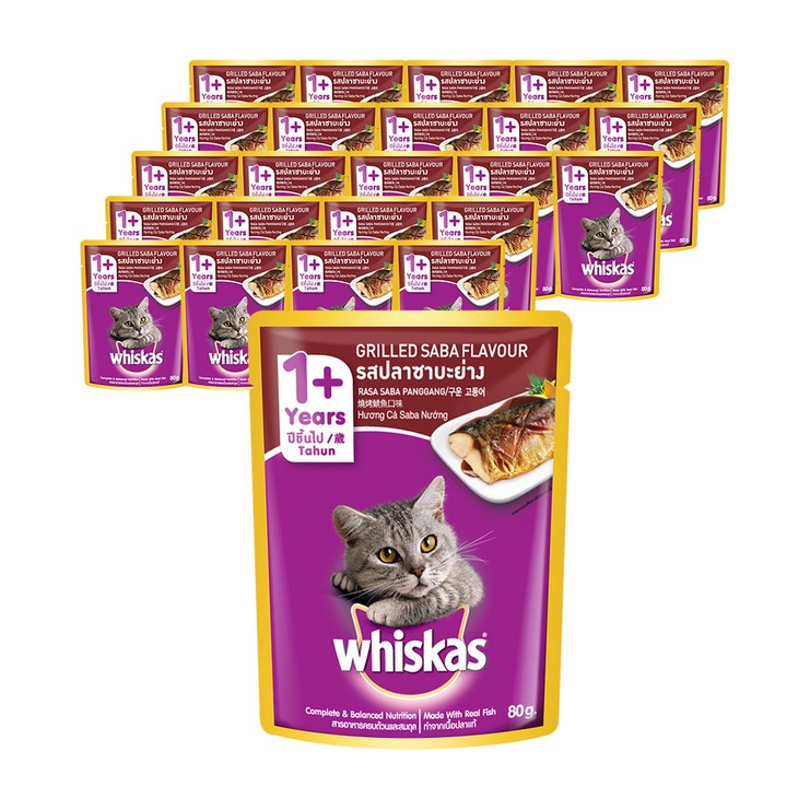 위스카스 고양이 주식 파우치 구운 고등어, 24개