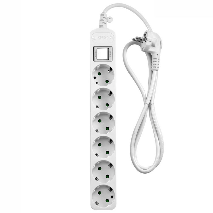 6구 접지 전선형 멀티탭 화이트