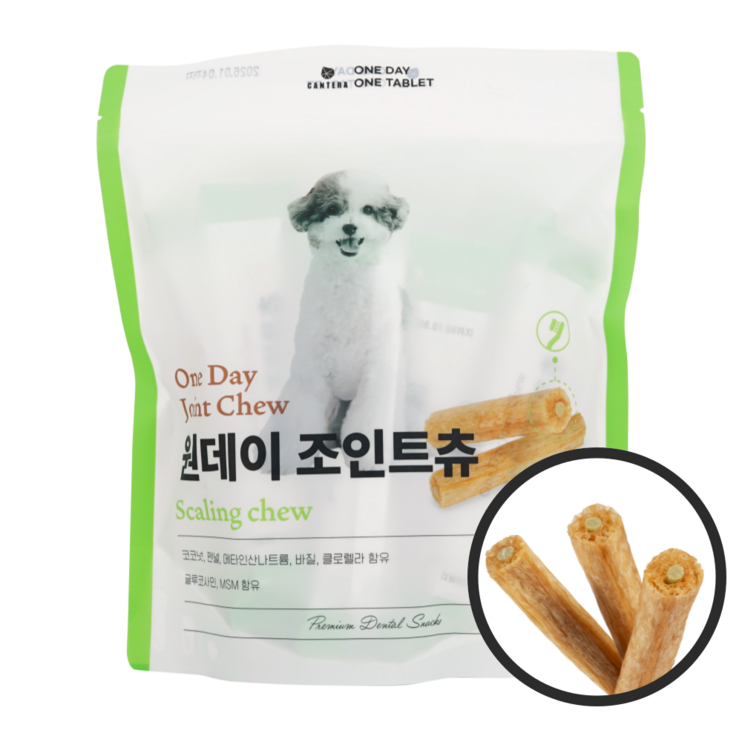 원데이 조인트츄 강아지 애견 간식 관절 치석 껌 덴탈 치약 성분함유, 180g, 1개, 고구마맛