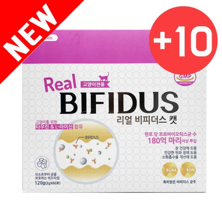 무료배송리얼비피더스 캣 유산균 60포 120g