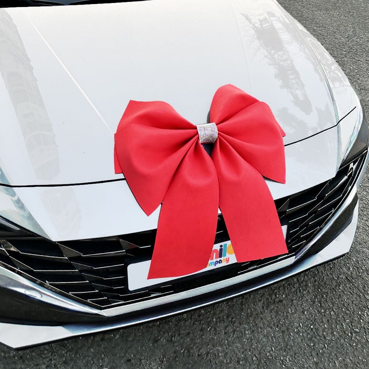 스마일컴퍼니 웨딩카 가전 자동차 선물 장식 인테리어 큐빅 빅리본 왕리본