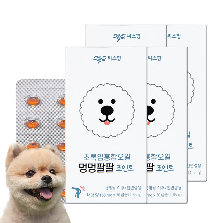 멍멍팔팔 조인트 반려견 관절 영양제, 초록입홍합, 4개, 뼈관절강화 멍멍팔팔 조인트 반려견 관절 영양제, 초록입홍합, 4개, 뼈관절강화
