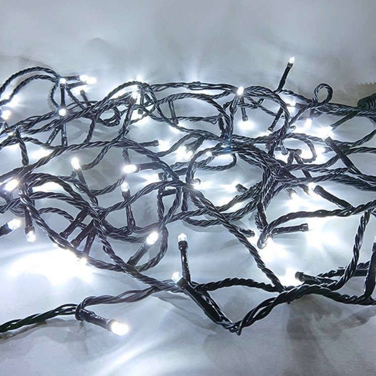 선세이브 LED 은하수 100구 검정선정류기 세트 크리스마스 트리전구, 하얀색