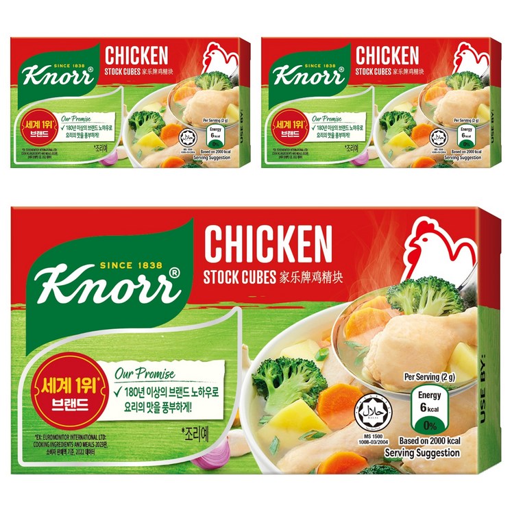 크노르 스톡 큐브 치킨, 60g, 3개