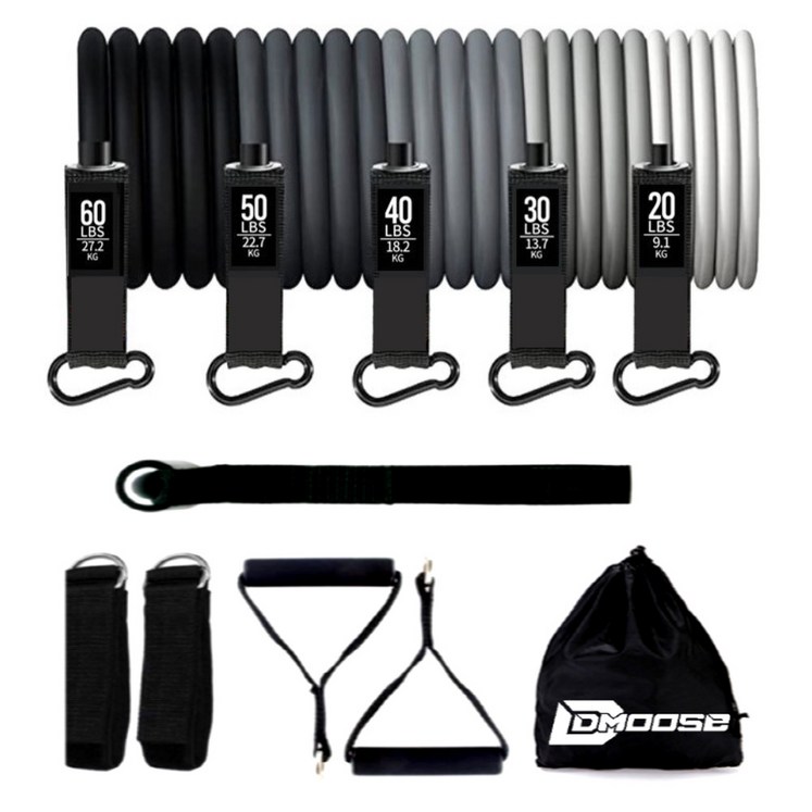 디무스 튜빙밴드 밴드 5종 68kg  손잡이 2p 발목스트랩 2p  도어앵커  수납가방 세트