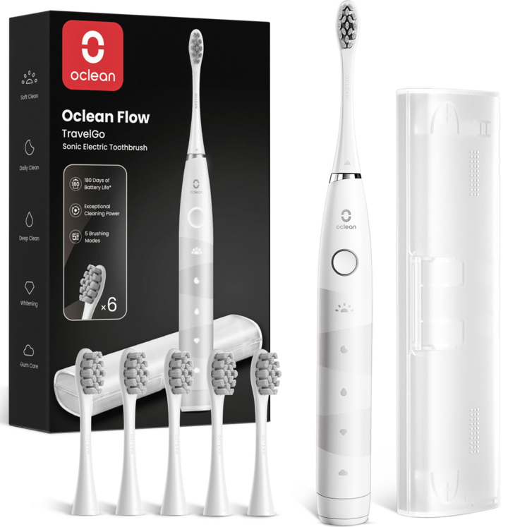 정식수입 국내AS 오클린 Oclean Flow 음파전동칫솔 배터리 최대 180일 사용가능, 화이트 여행세트ECOTRAVEL, 1개 정식수입 국내AS 오클린 Oclean Flow 음파전동칫솔 배터리 최대 180일 사용가능, 화이트 여행세트ECOTRAVEL, 1개