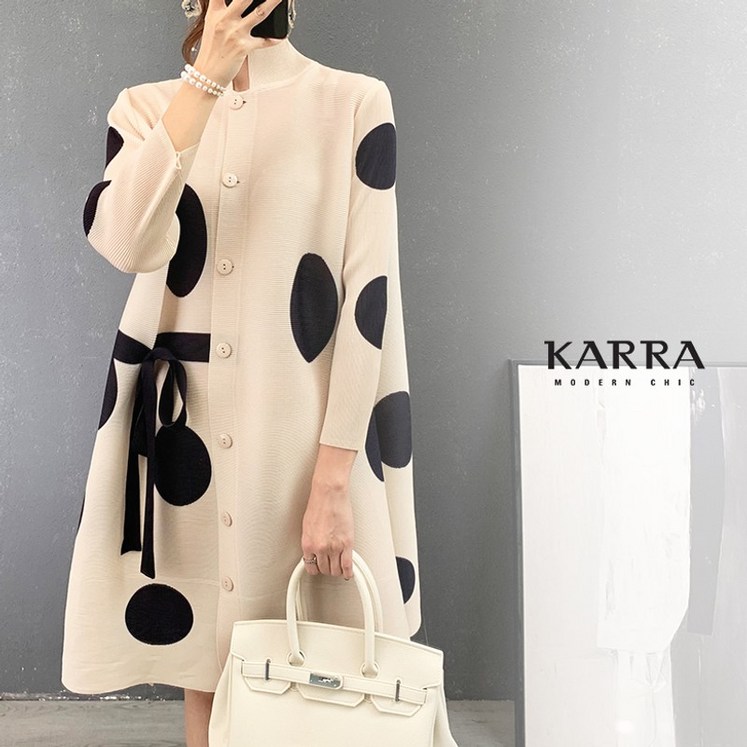 카라 KARRA  88까지 빅도트버튼리본플리츠원피스 A4S0284