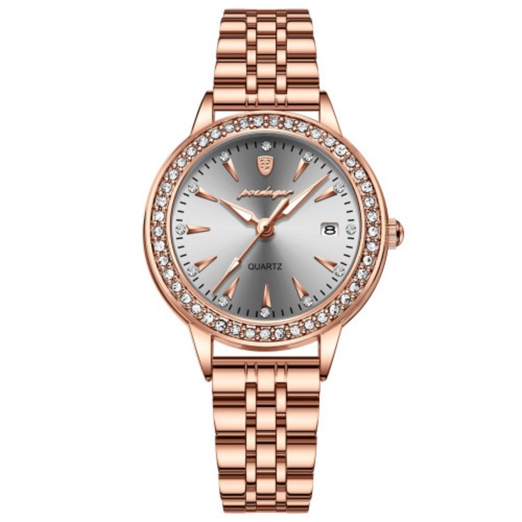 호연지기킹 럭셔리 다이아몬드 여성 시계 로즈 골드 방수 스테인레스 메탈밴드 여자손목시계 HO32754
