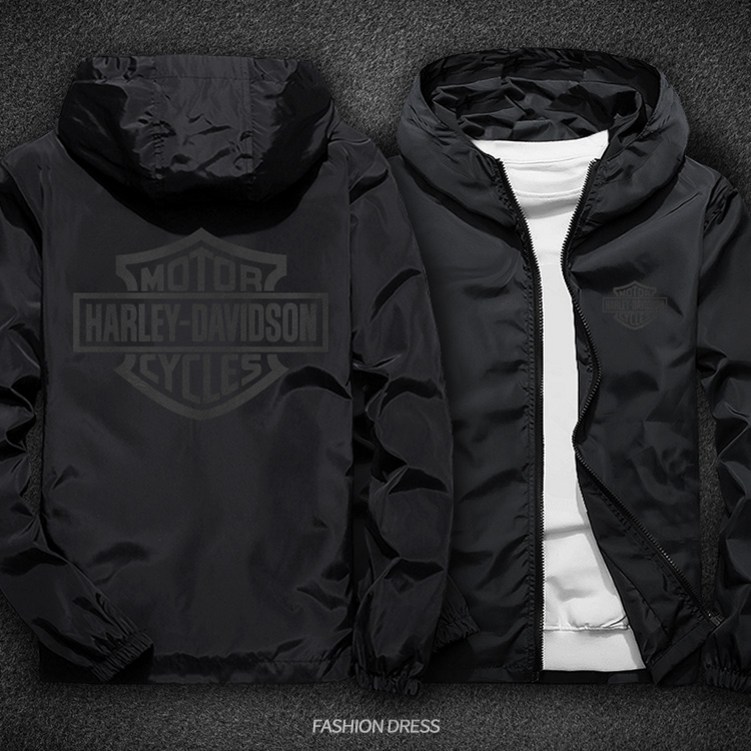 Harley Davidson 겨울용 두카티 야마하 할리데이비슨 바람막이 자켓 반사 상의 폴리에스터 오토바이, 할리 블랙 블랙 사진