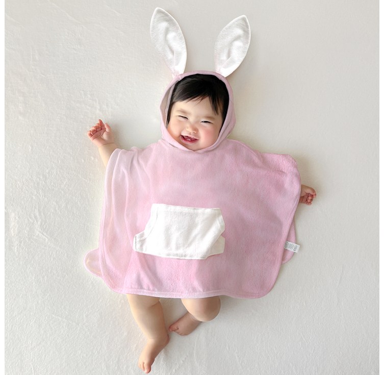 이키 유아용 순수 대나무 뱀부 포켓 타월가운 S, 토끼, 1개 이키 유아용 순수 대나무 뱀부 포켓 타월가운 S, 토끼, 1개