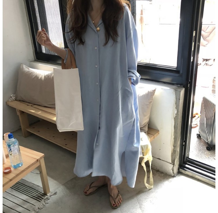 마켓에이 여성용 심플 롱 셔츠원피스 A24FW3A0735