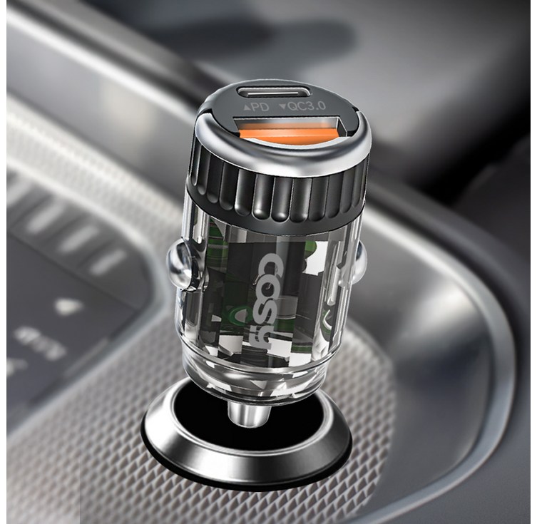 코시 C타입 PD 36W  USB A QC 3.0 2포트 시거잭 매립형 초고속 차량용 충전기, CGR4139AT, 블랙