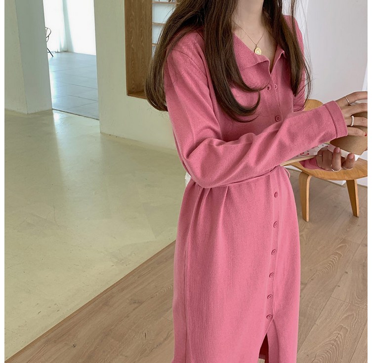 앤드스타일 여성용 라디 카라넥 스트링 긴팔 니트 롱 원피스 264193