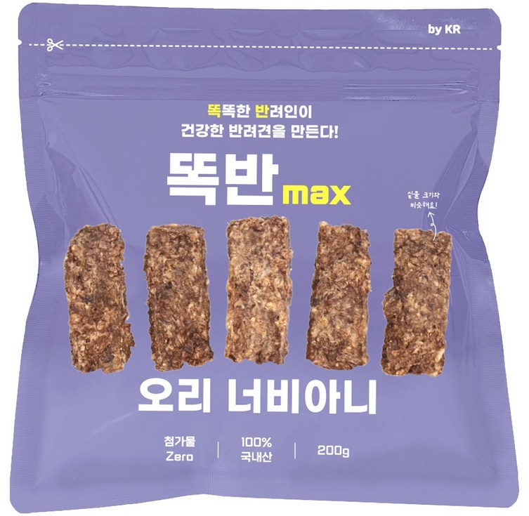 똑반max 오리 너비아니 국내산 강아지 수제간식, 1개, 200g, 오리