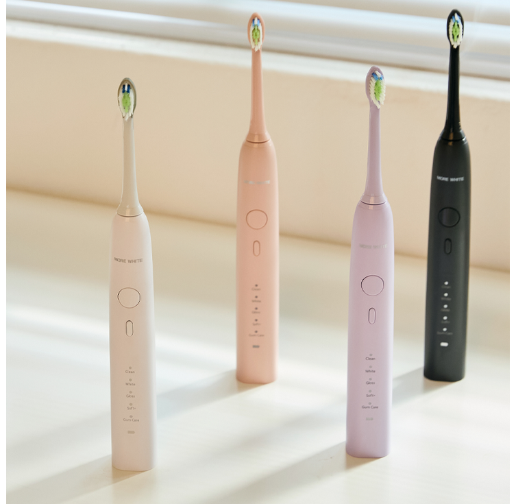 모어화이트 최신형 초미세 무선 음파 진동 초음파 전동칫솔 세트, 2세트, 블랙, 비바소닉 프로