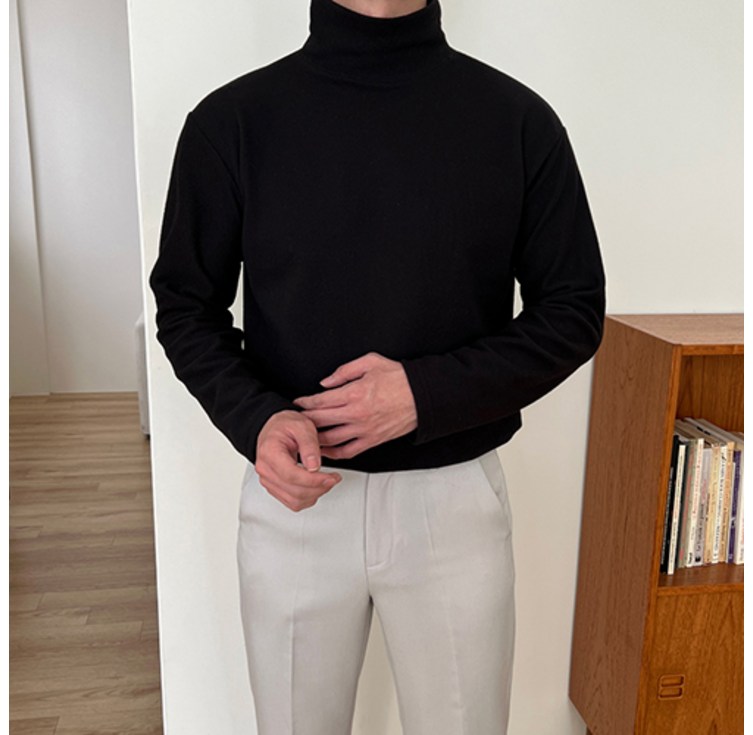 남자 반폴라 티셔츠 포근 소프트 기모 목티 후리스 폴라 반목 가을 겨울 이너 옷 코디