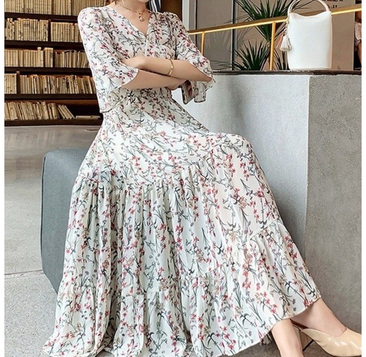 와이스토리 여성 여름 쉬폰 롱 원피스 휴양지패션