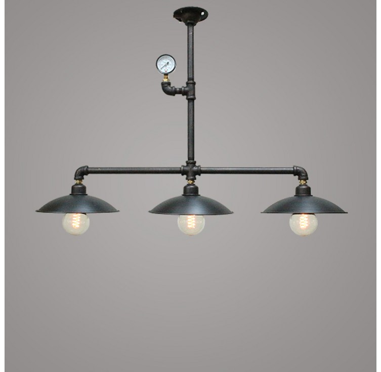 미도라이팅 범블비3등펜던트 브론즈 수도파이프조명 빈티지조명 식탁등 주방등 까페조명 매장조명 팬던트조명, LED에디슨볼램프8W전구색3