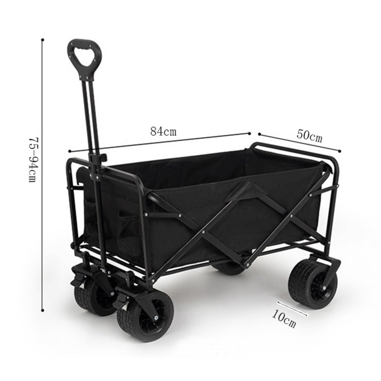아웃프리 휴대용 접이식 캠핑 여행 트레일러 대용량 부하 225KG 저장 공간 150L 홈 익스프레스 슈퍼마켓 카트 택배 카트 쇼핑 카트, 블랙, 1개