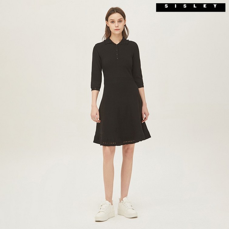 시슬리 카라 미니 니트 원피스 SAKO05211BK