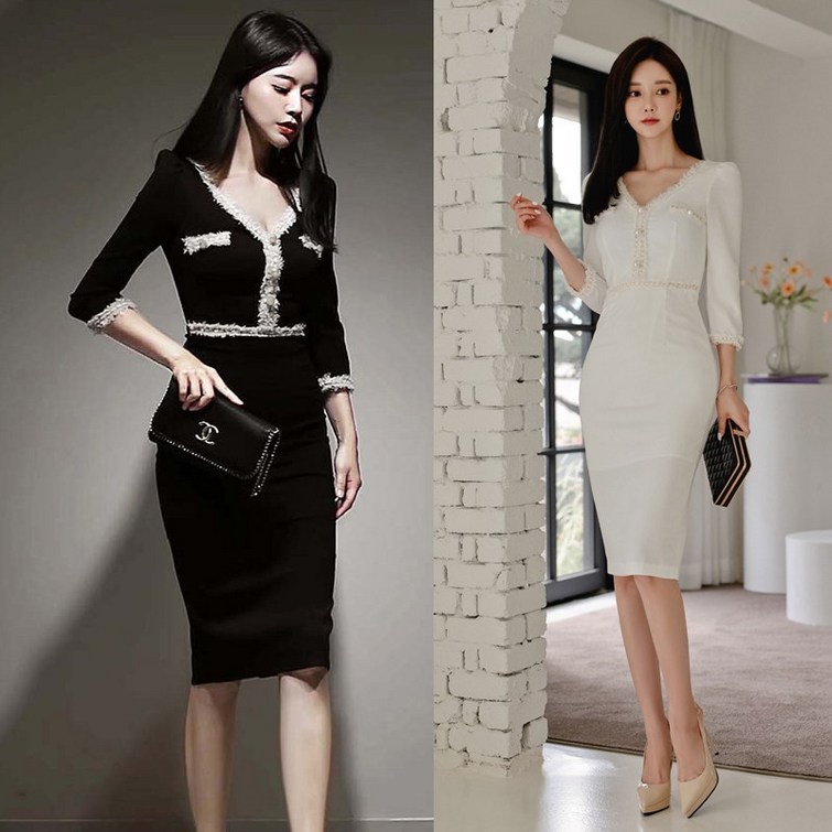 JQS 오피스룩 OL 봄 가을 5577 빅사이즈 하객 원피스 50567